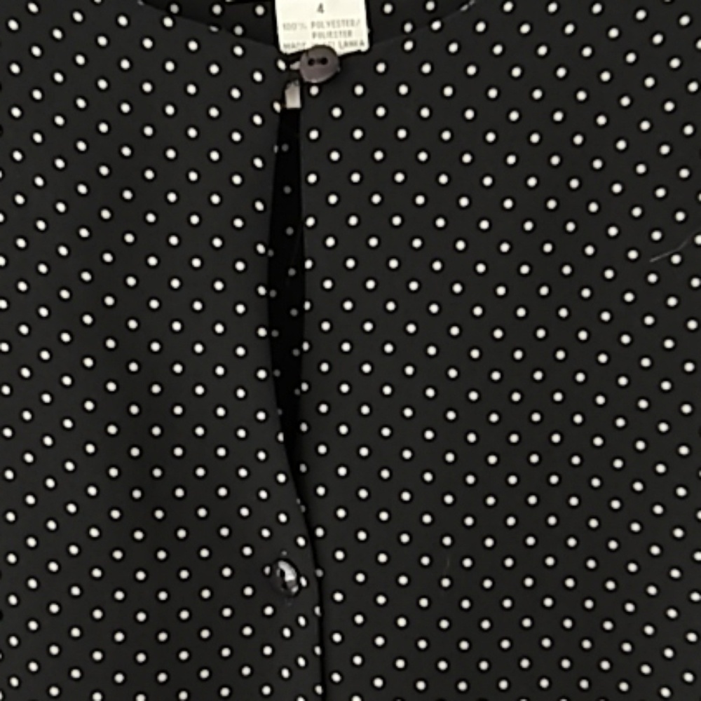 Liz Claiborne Black & Cream Polka Dot Sheer Blouse‎
